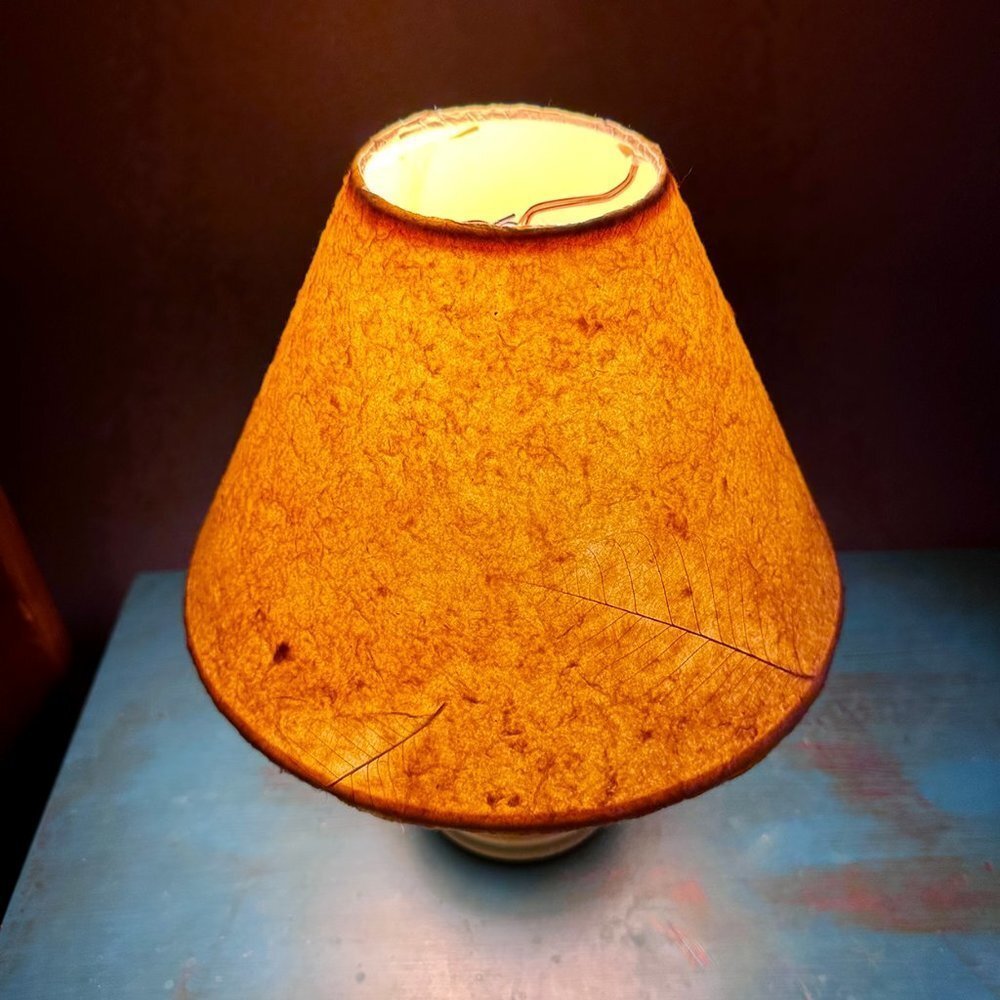 Clip-On Lampshade Textured Yellow Subtle Leaf Pattern - Picture 3 of 4
